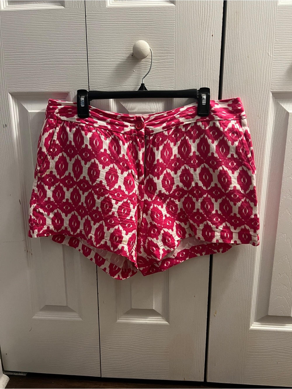 Madison Pink and White Ikat Print Shorts